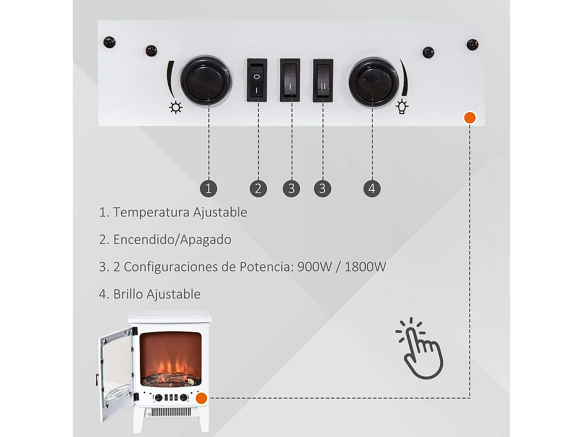 Chimenea eléctrica blanco 39x26x54.8 cm HOMCOM