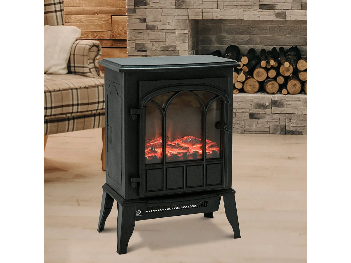 Chimenea eléctrica negro 39x23x56,5cm HOMCOM