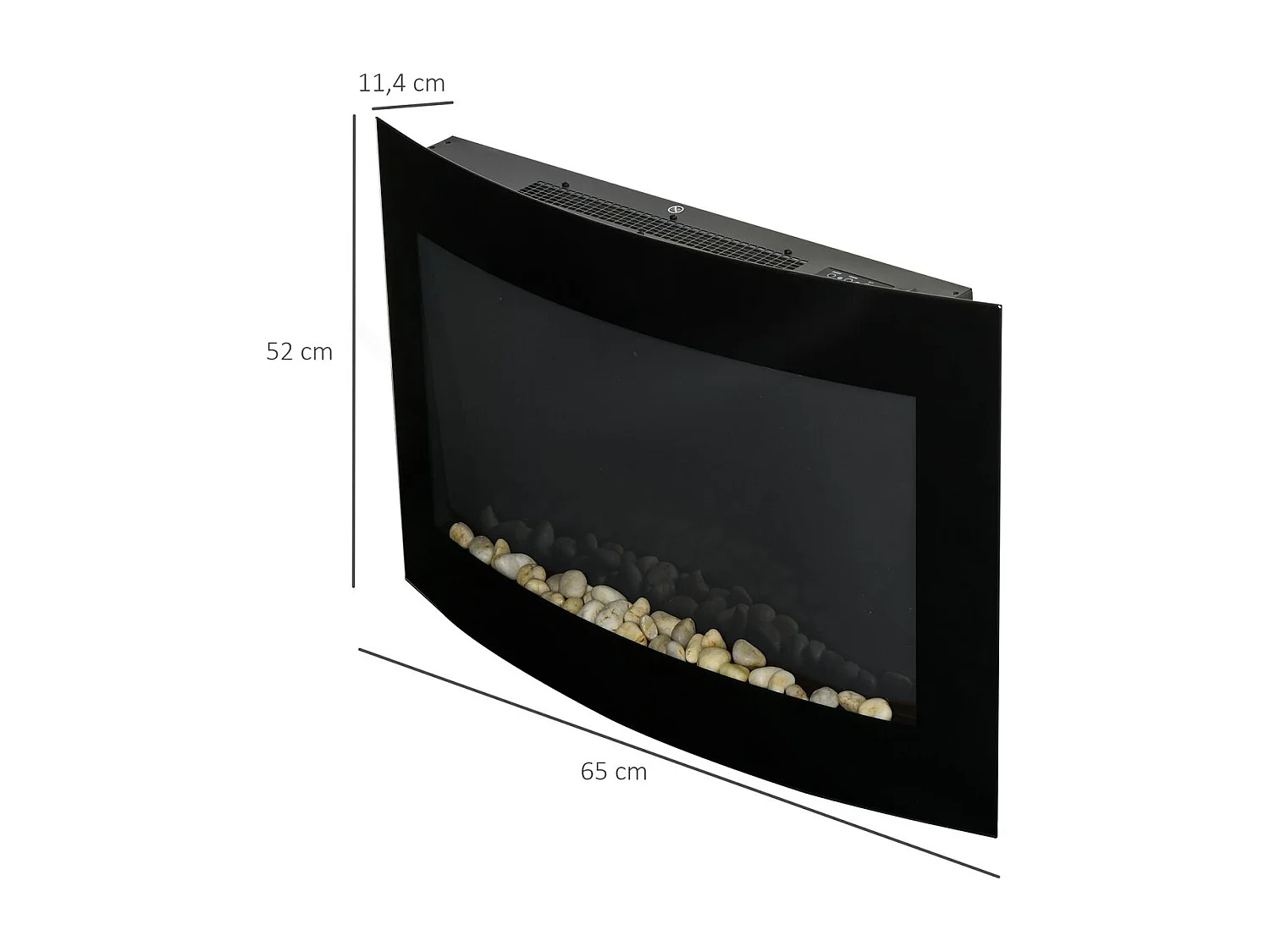Chimenea eléctrica de pared negro 65x11.4x52cm HOMCOM
