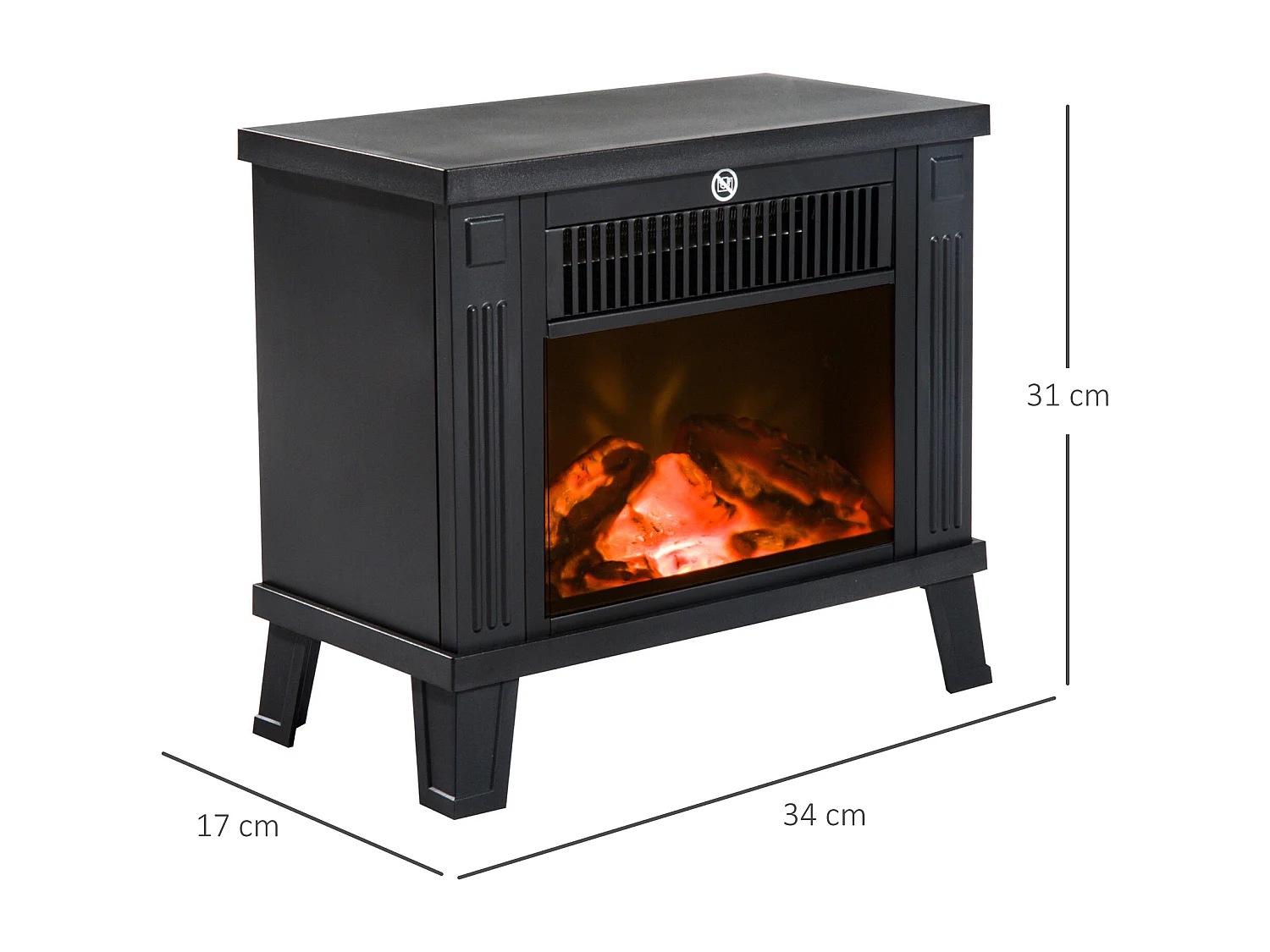 Chimenea eléctrica negro 34x17x31 cm HOMCOM