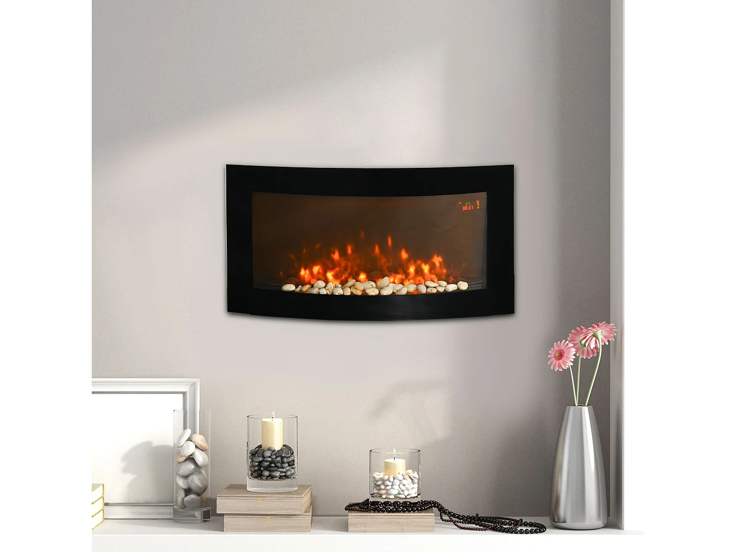 Chimenea eléctrica negro 89.2x13.5x48 cm HOMCOM