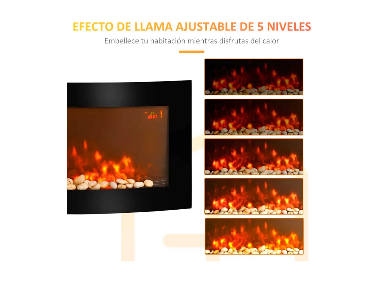 Chimenea eléctrica negro 89.2x13.5x48 cm HOMCOM