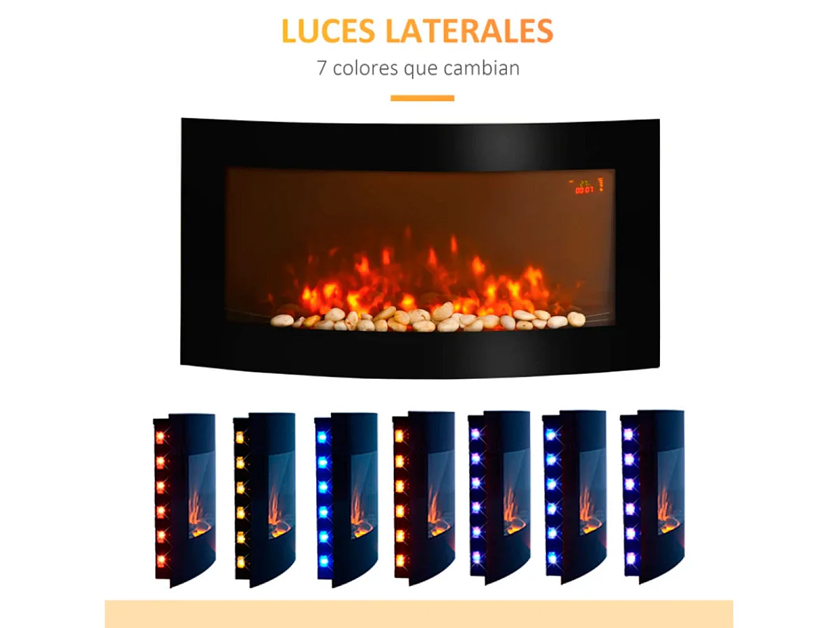 Chimenea eléctrica negro 89.2x13.5x48 cm HOMCOM