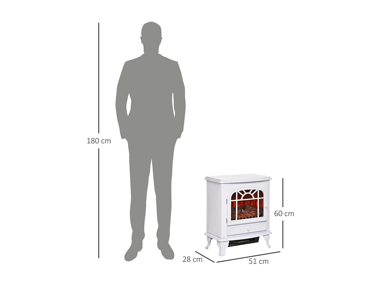 Chimenea eléctrica blanco 51x28x60 cm HOMCOM