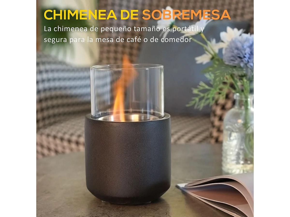 Chimenea de etanol gris oscuro 12x12x19 cm HOMCOM