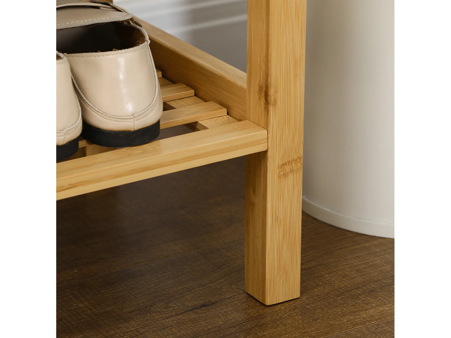 Banco zapatero madera natural 90x30x46 cm HOMCOM