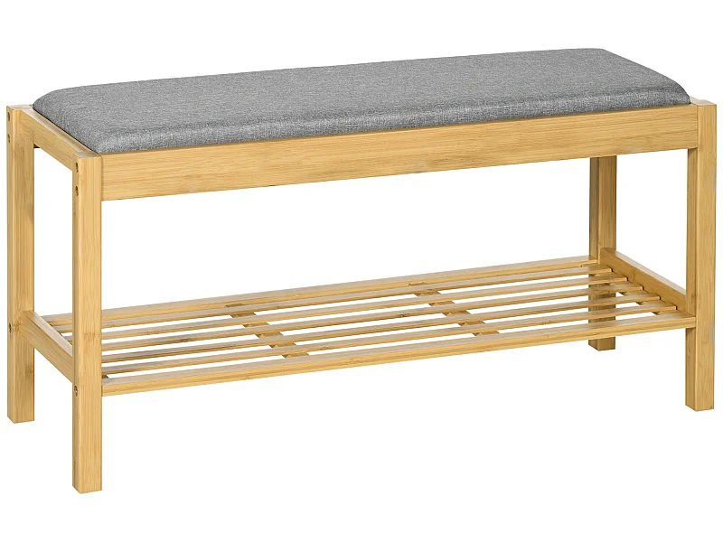 Banco zapatero madera natural 90x30x46 cm HOMCOM