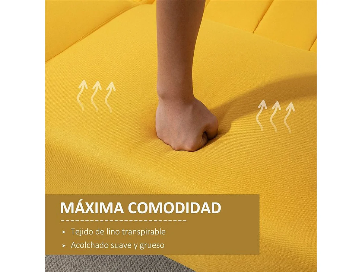 Sofá cama de 2 plazas amarillo 173x75x73 cm HOMCOM