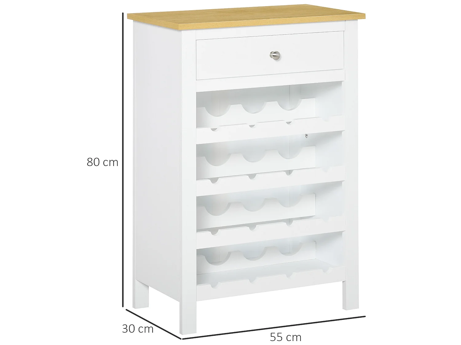 Botellero blanco 55x30x80 cm HOMCOM