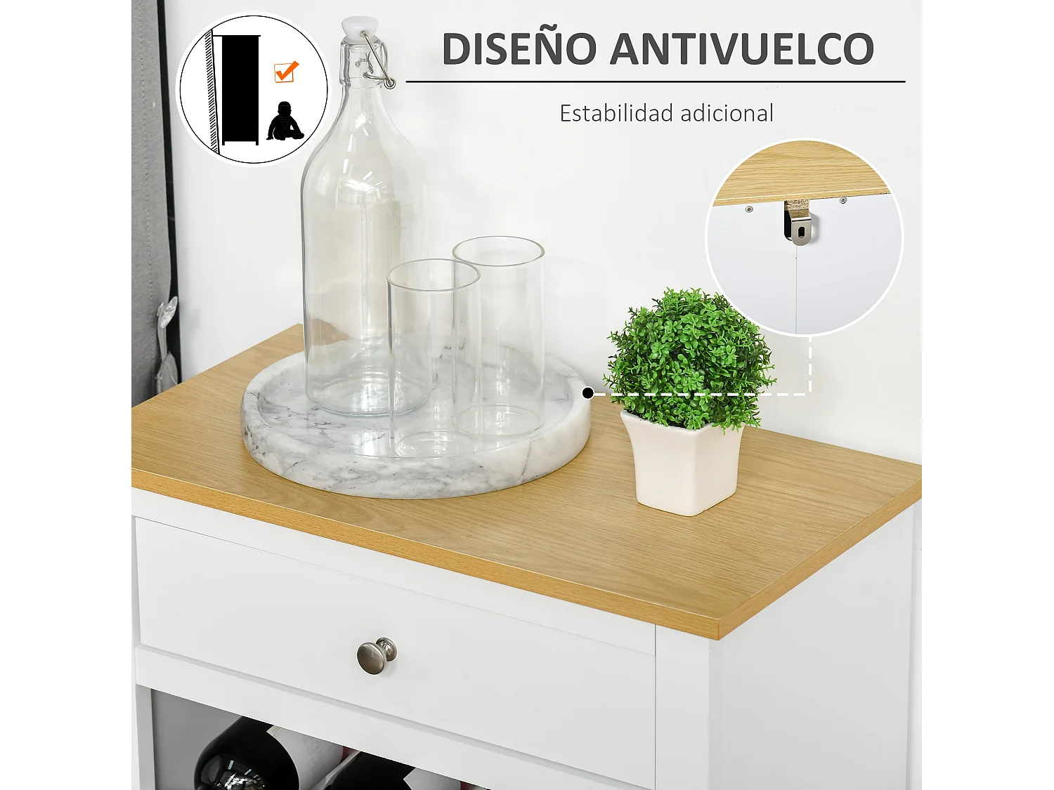 Botellero blanco 55x30x80 cm HOMCOM