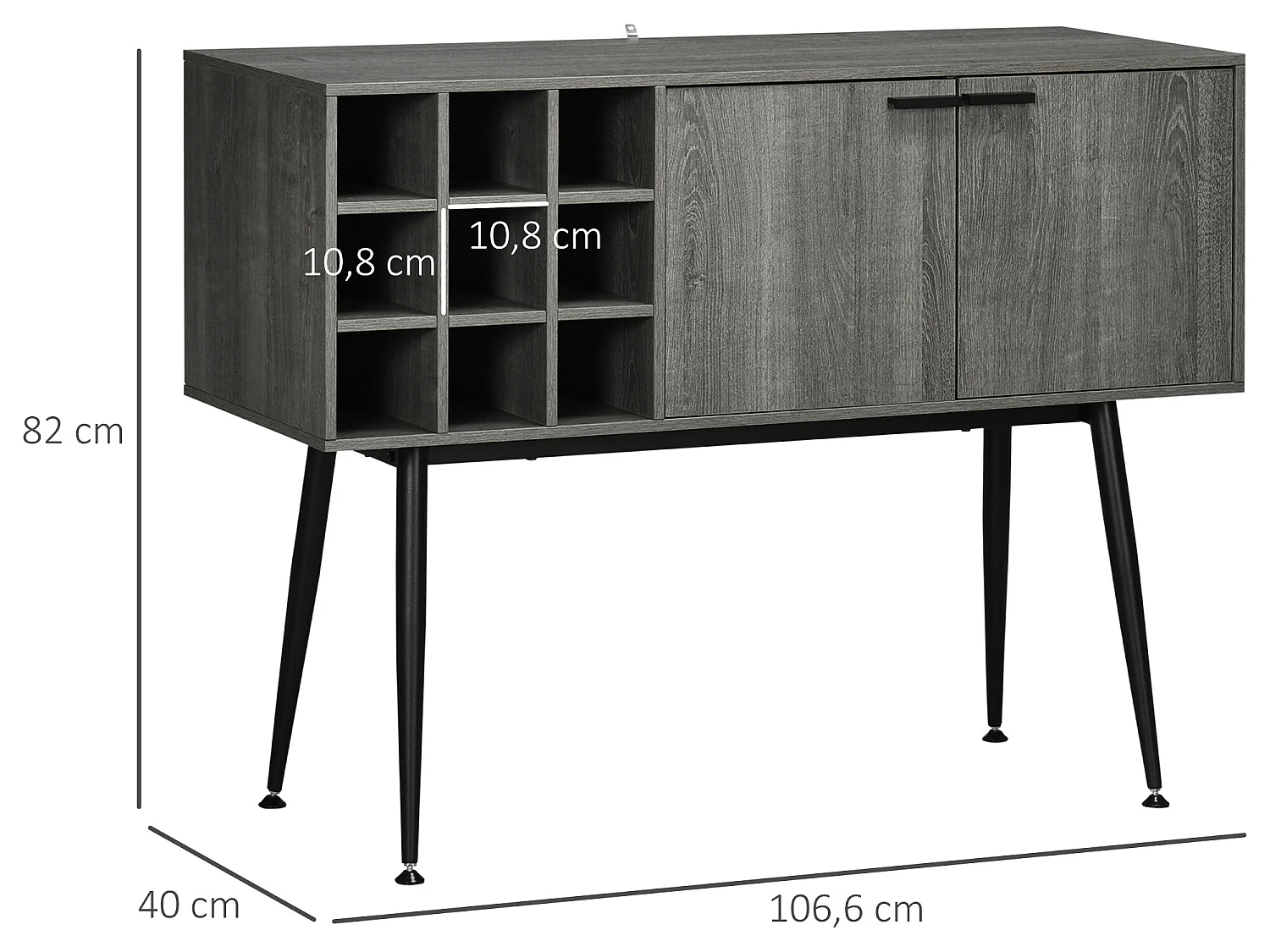 Aparador de cocina gris 106.6x40x82 cm HOMCOM