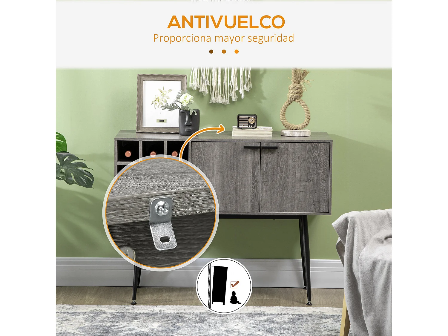 Aparador de cocina gris 106.6x40x82 cm HOMCOM