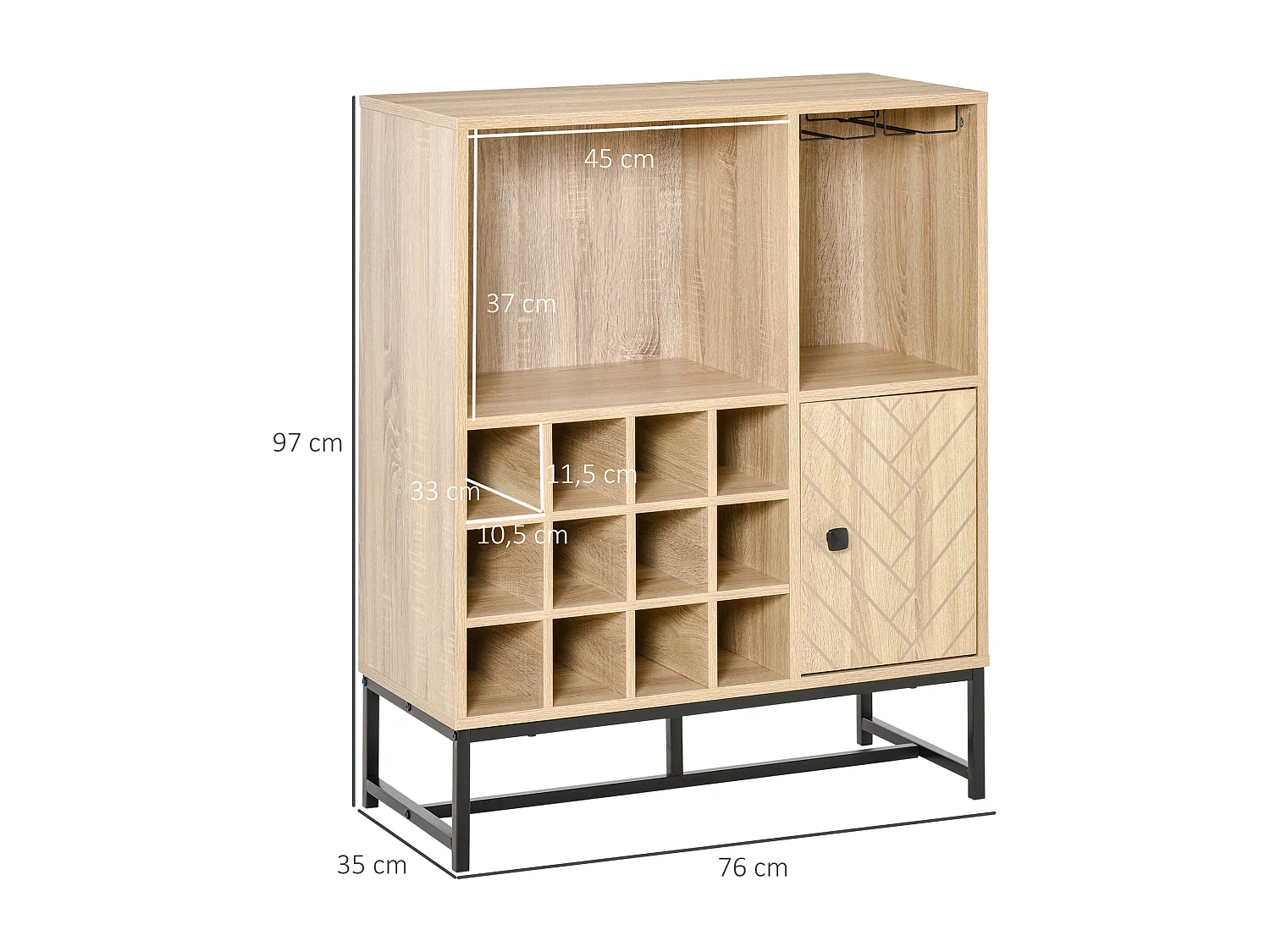 Aparador de cocina madera natural 76x35x97 cm HOMCOM