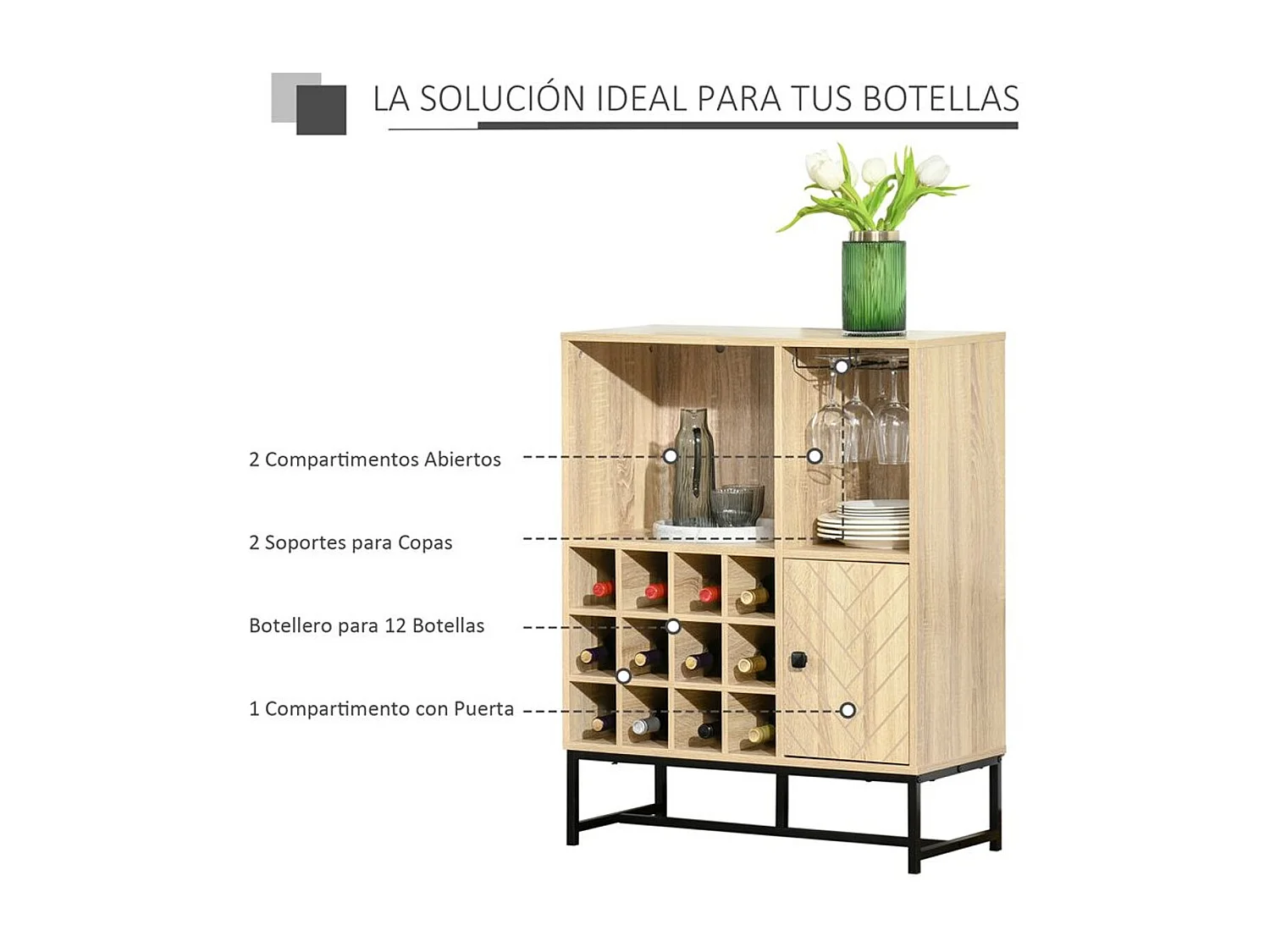 Aparador de cocina madera natural 76x35x97 cm HOMCOM