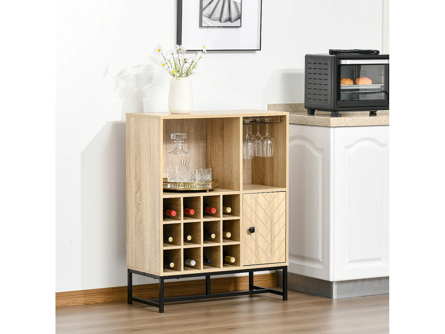 Aparador de cocina madera natural 76x35x97 cm HOMCOM