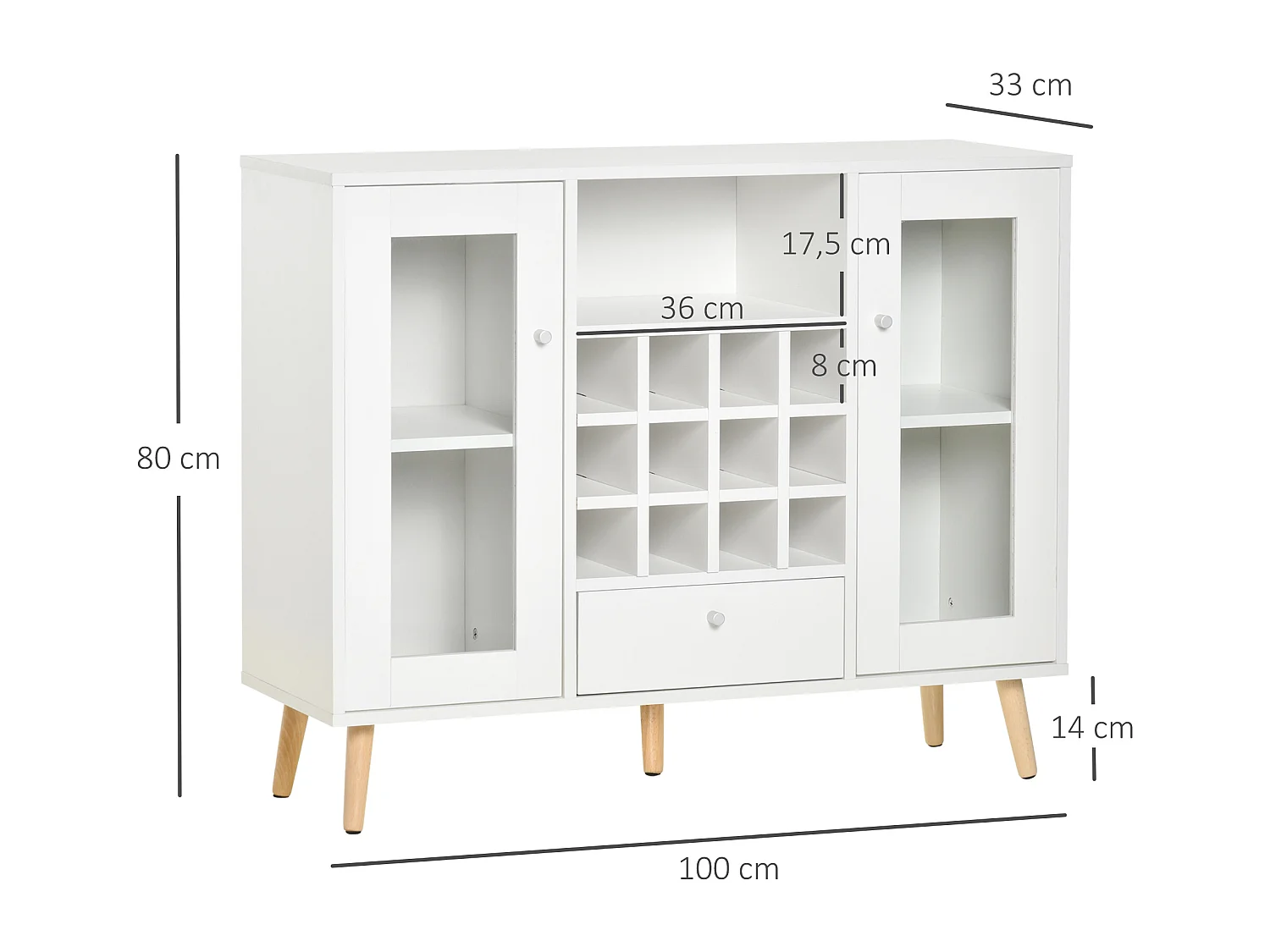 Aparador blanco 100x33x80 cm HOMCOM