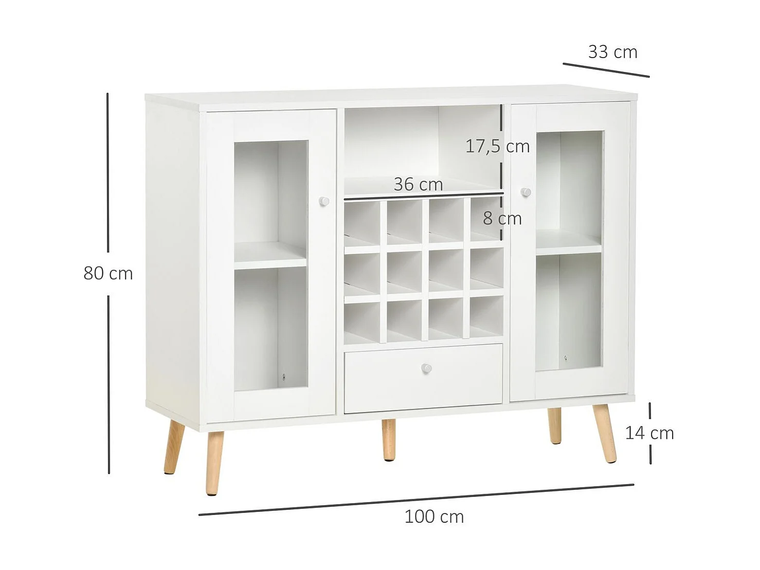 Aparador blanco 100x33x80 cm HOMCOM