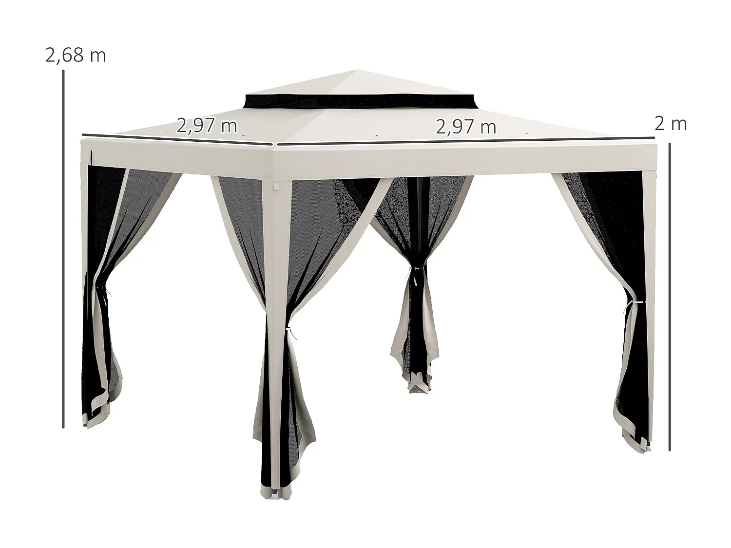 Carpa de jardín crema 297x297x268 cm Outsunny