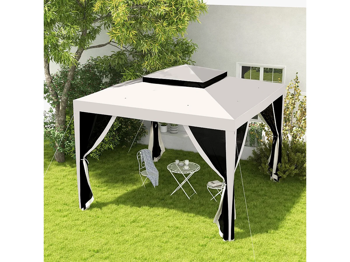 Carpa de jardín crema 297x297x268 cm Outsunny