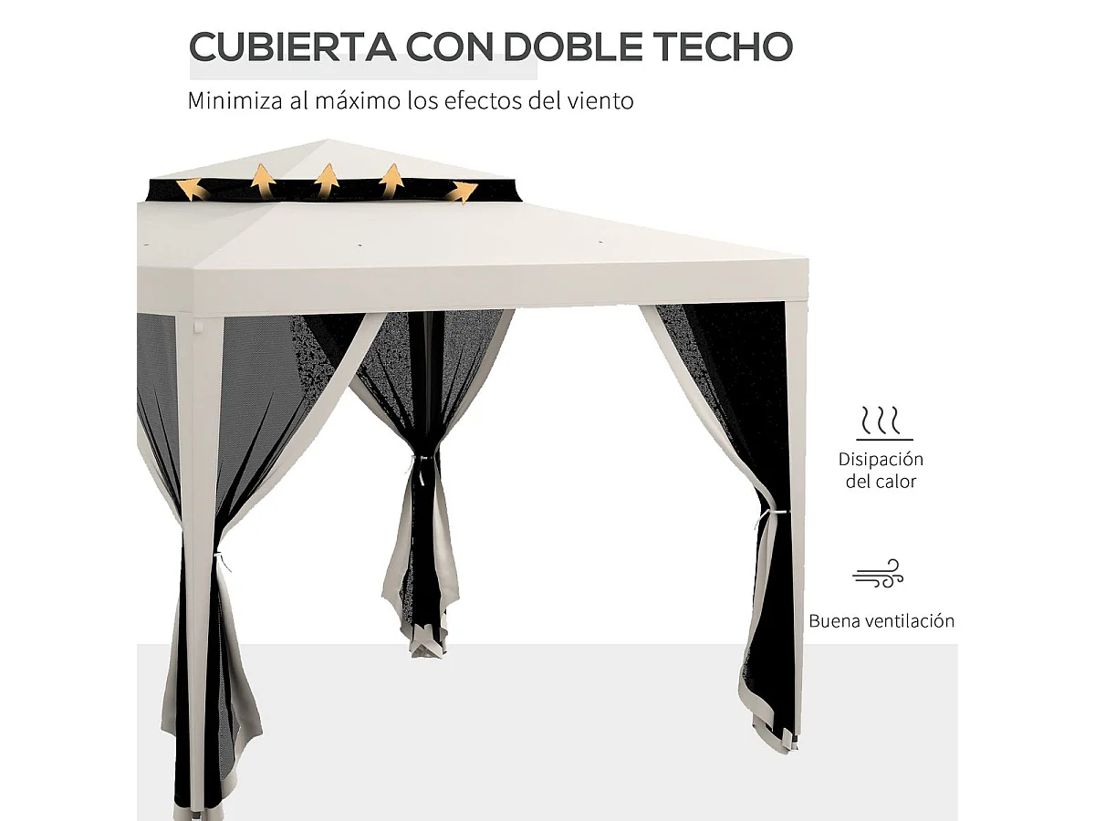 Carpa de jardín crema 297x297x268 cm Outsunny