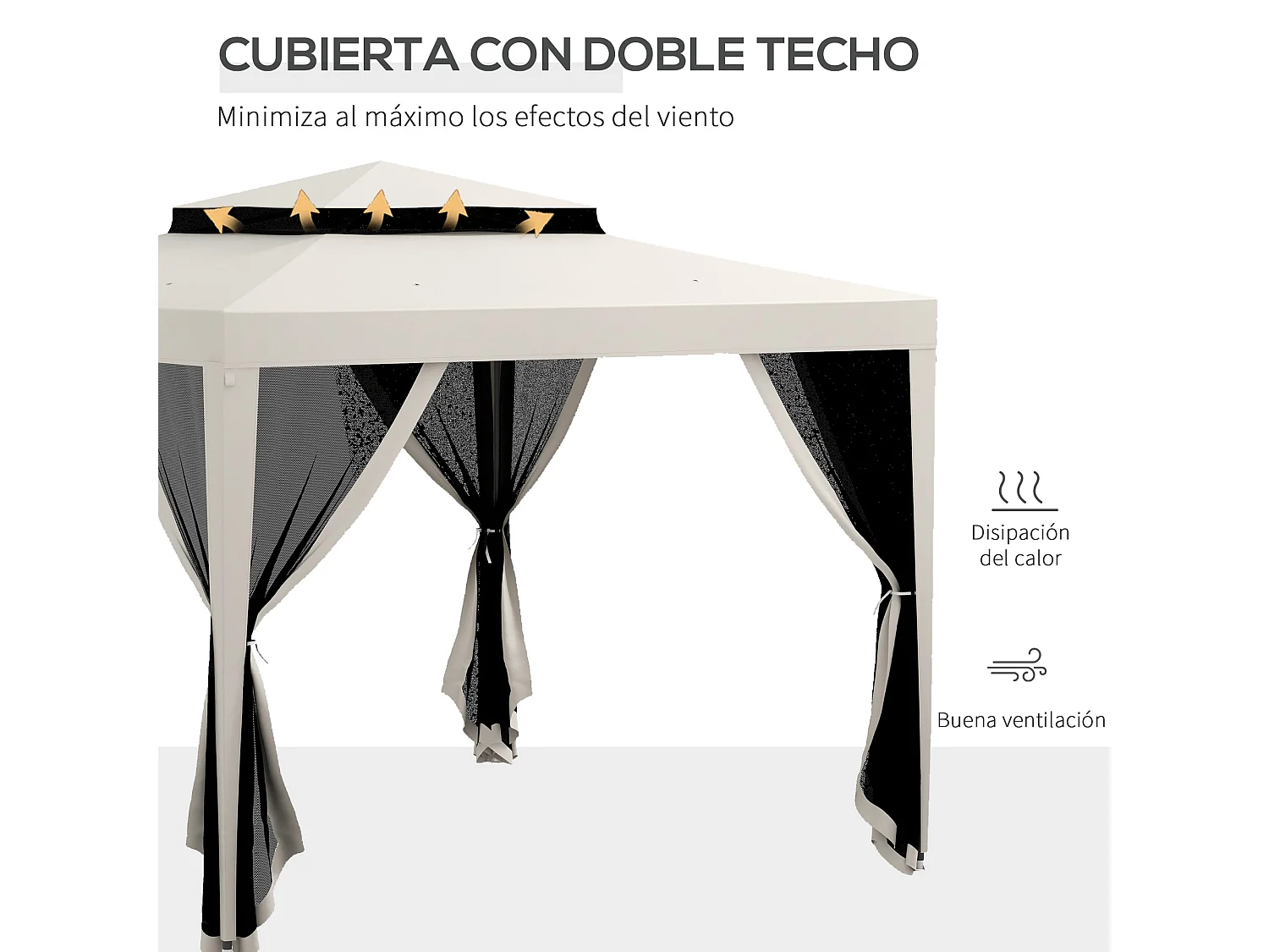 Carpa de jardín crema 297x297x268 cm Outsunny