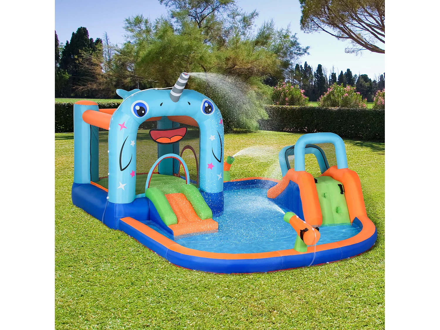 Castillo hinchable multicolor 420x370x230 cm Outsunny