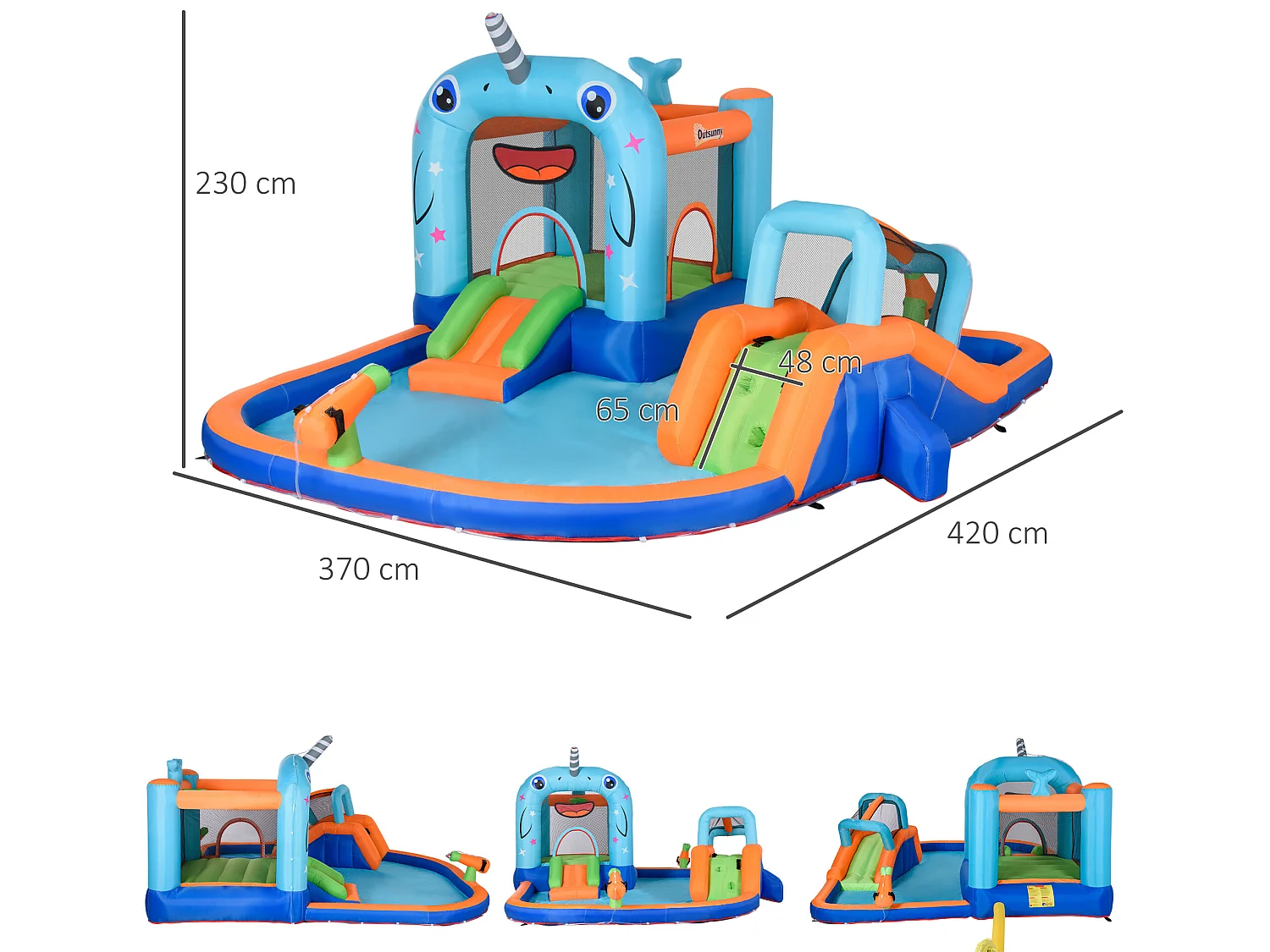 Castillo hinchable multicolor 420x370x230 cm Outsunny