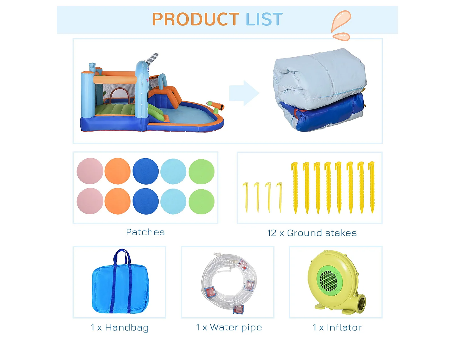 Castillo hinchable multicolor 420x370x230 cm Outsunny