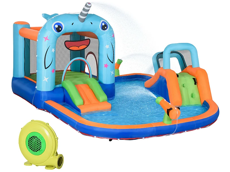 Castillo hinchable multicolor 420x370x230 cm Outsunny