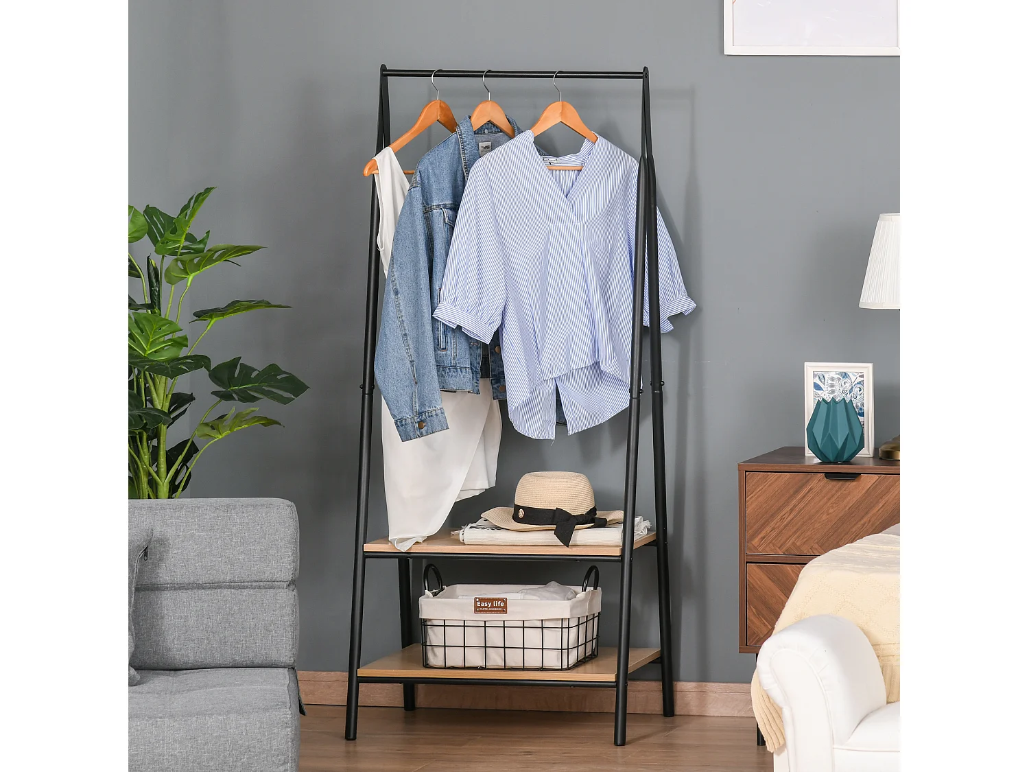 Perchero de ropa negro 64x42.5x149 cm HOMCOM