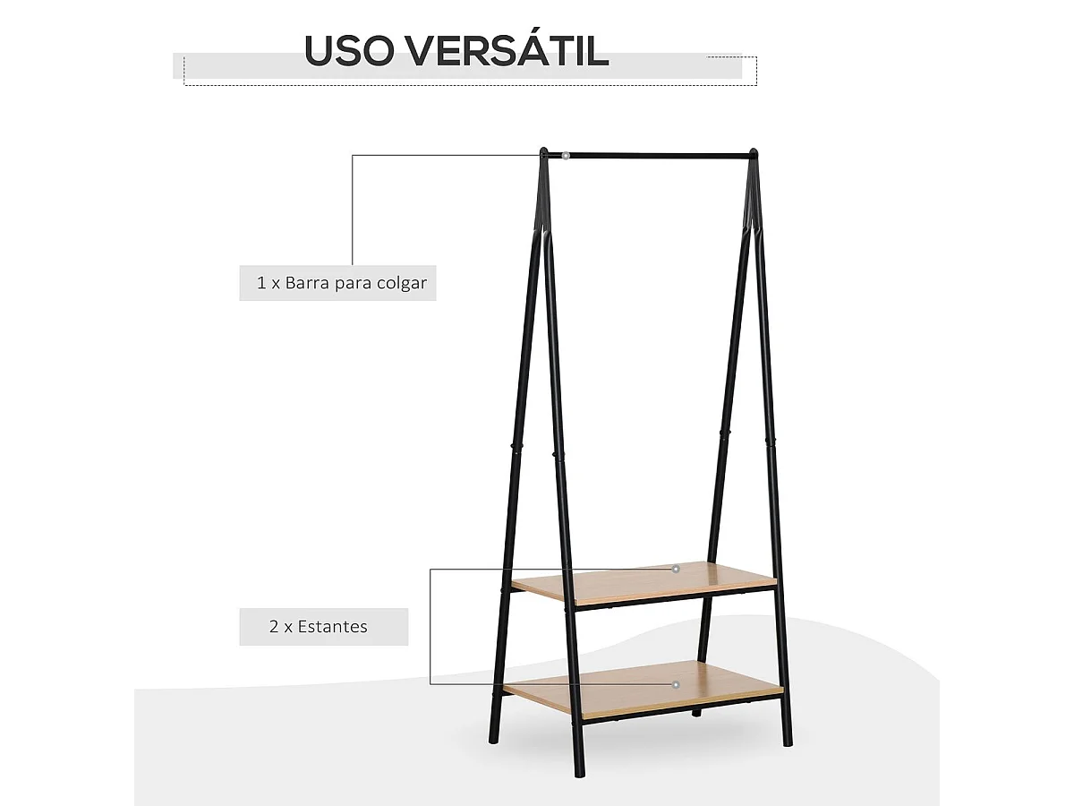 Perchero de ropa negro 64x42.5x149 cm HOMCOM