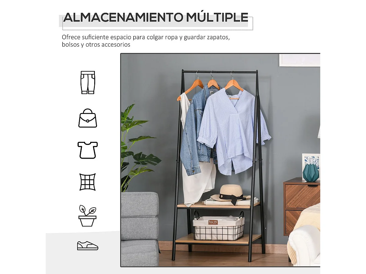 Perchero de ropa negro 64x42.5x149 cm HOMCOM