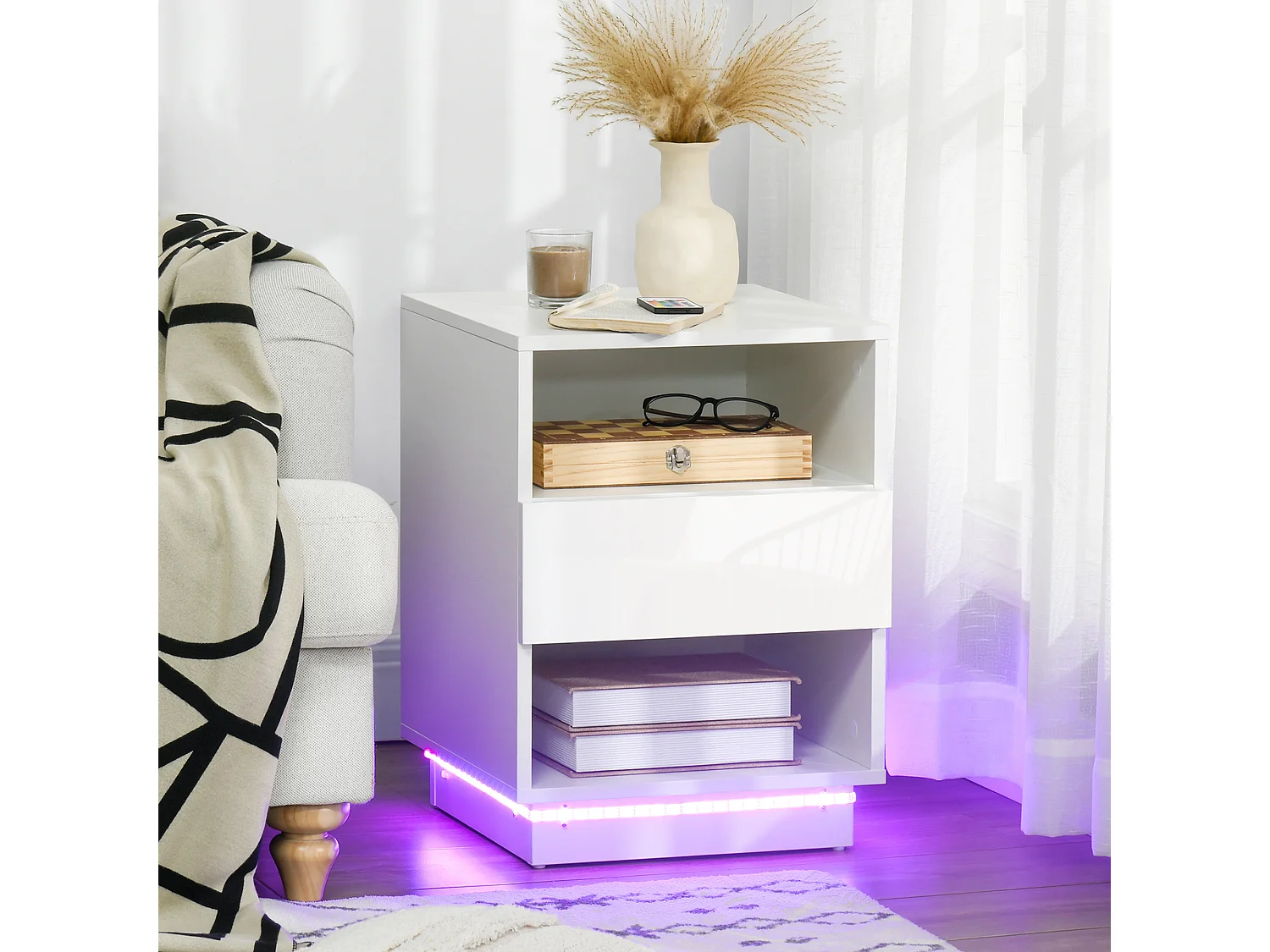 Mesita de noche blanco 40x40x55 cm HOMCOM