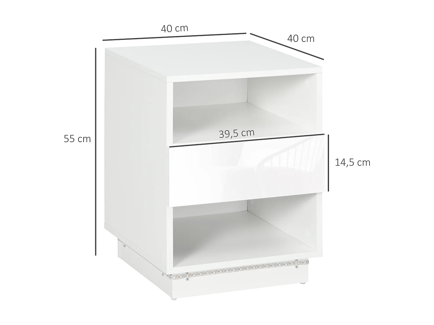 Mesita de noche blanco 40x40x55 cm HOMCOM