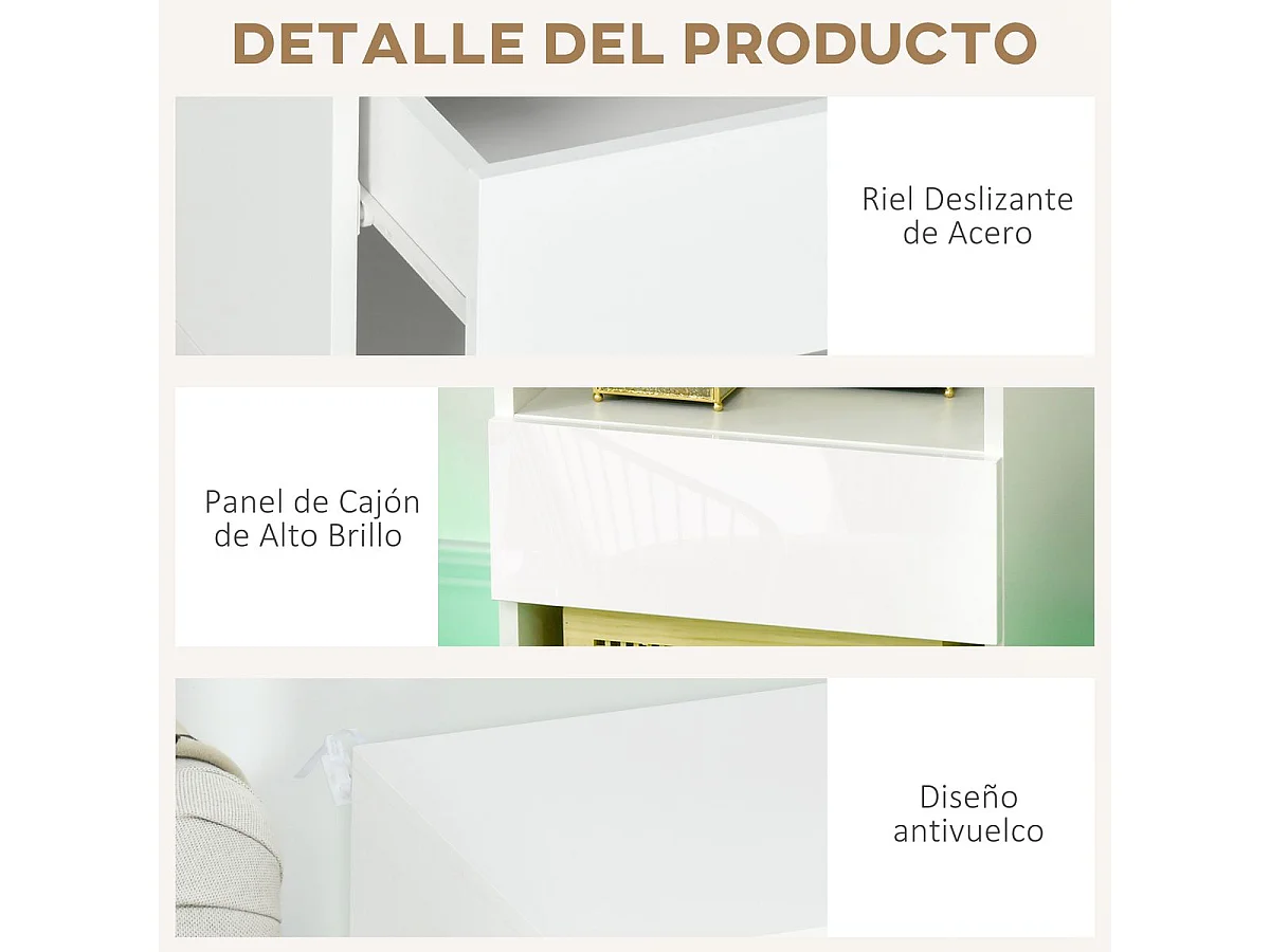 Mesita de noche blanco 40x40x55 cm HOMCOM