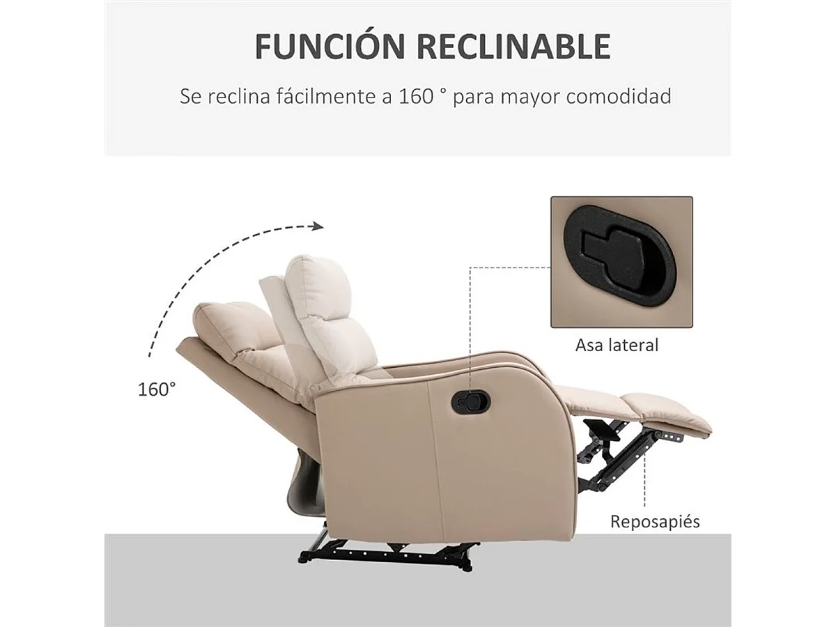 Sillón reclinable marrón 65x89x100cm HOMCOM
