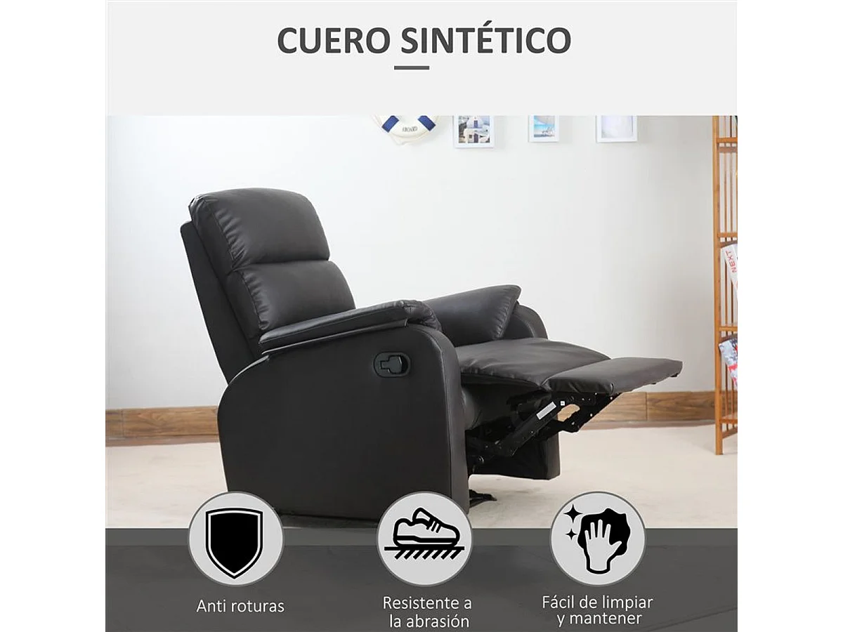 Sillón reclinable marrón 75x92x99 cm HOMCOM