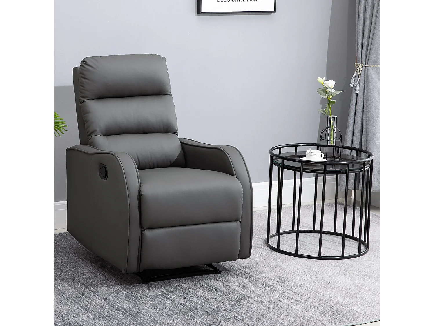 Sillón reclinable gris oscuro/gris carbón 65x89x100cm HOMCOM