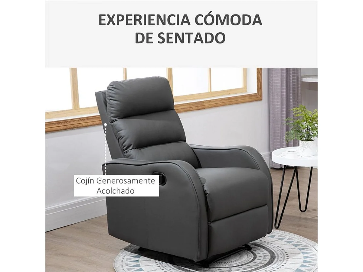 Sillón reclinable gris oscuro/gris carbón 65x89x100cm HOMCOM