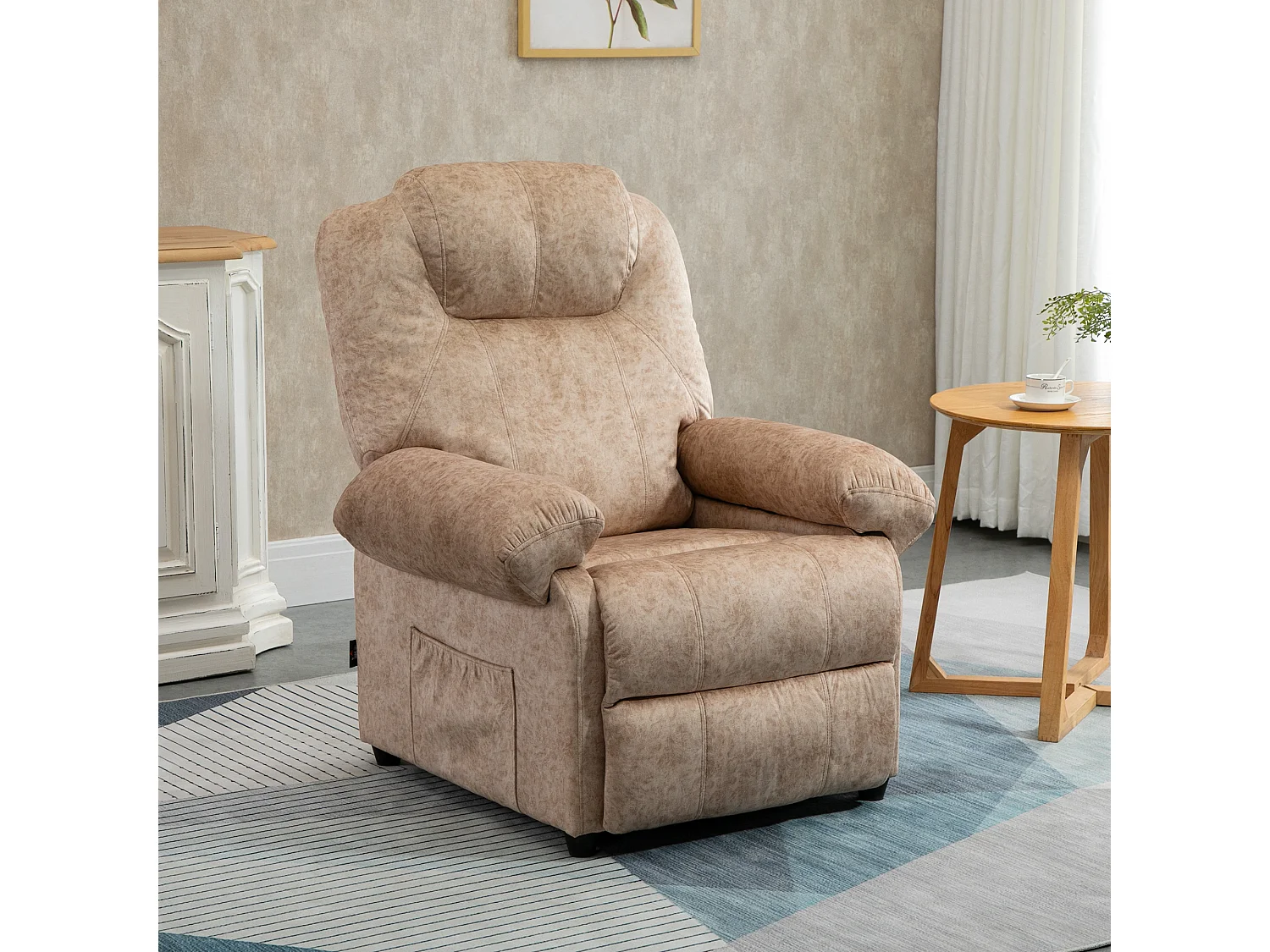 Sillón relax reclinable beige 88x91x108 cm HOMCOM