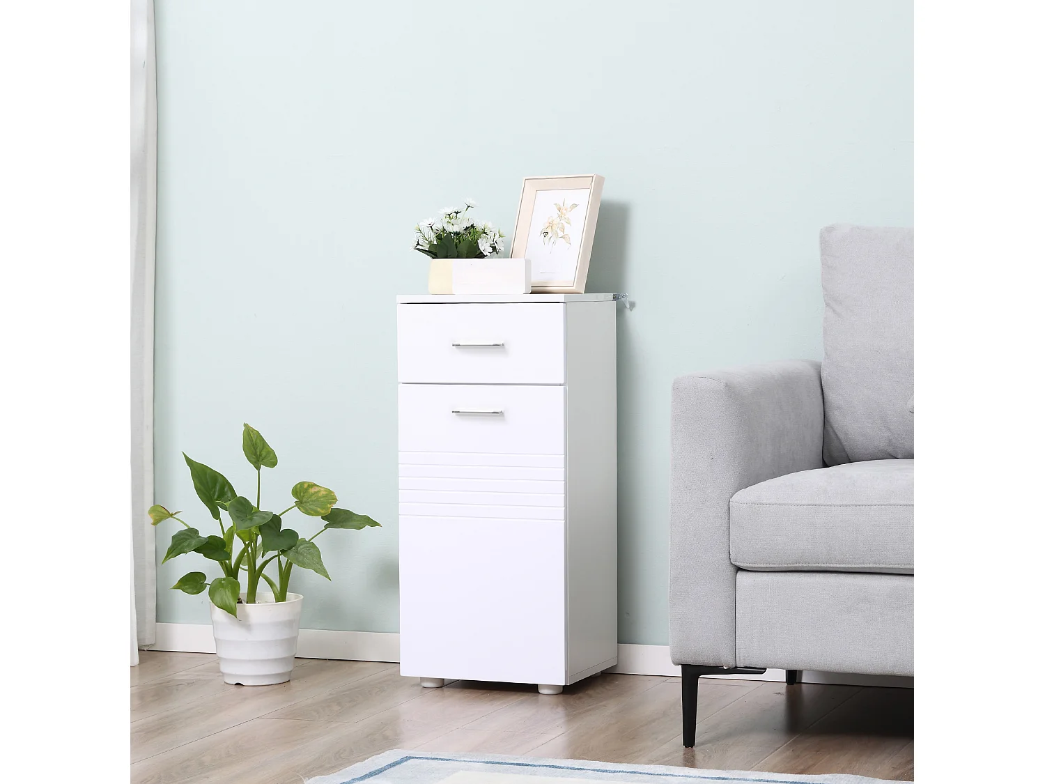 Armario de baño blanco 35x30x77.5 cm kleankin