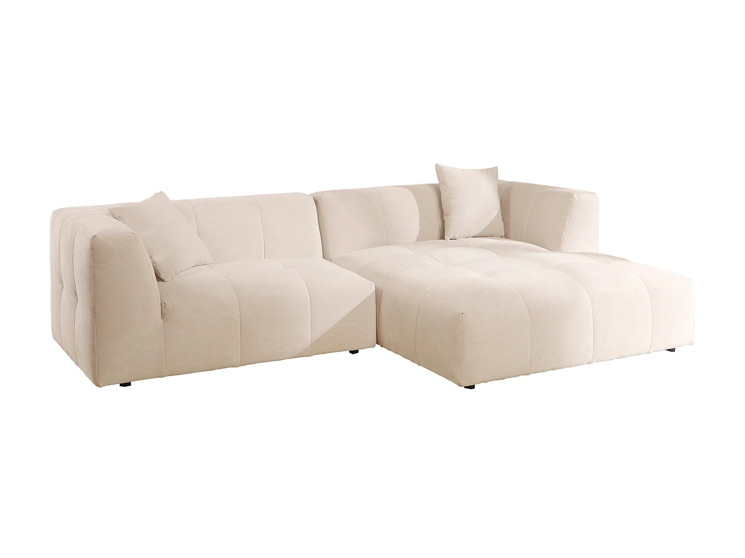 Venstre hjørnesofa i grøn fløjl med fine ribber NAEMIA fra Maison Céphy