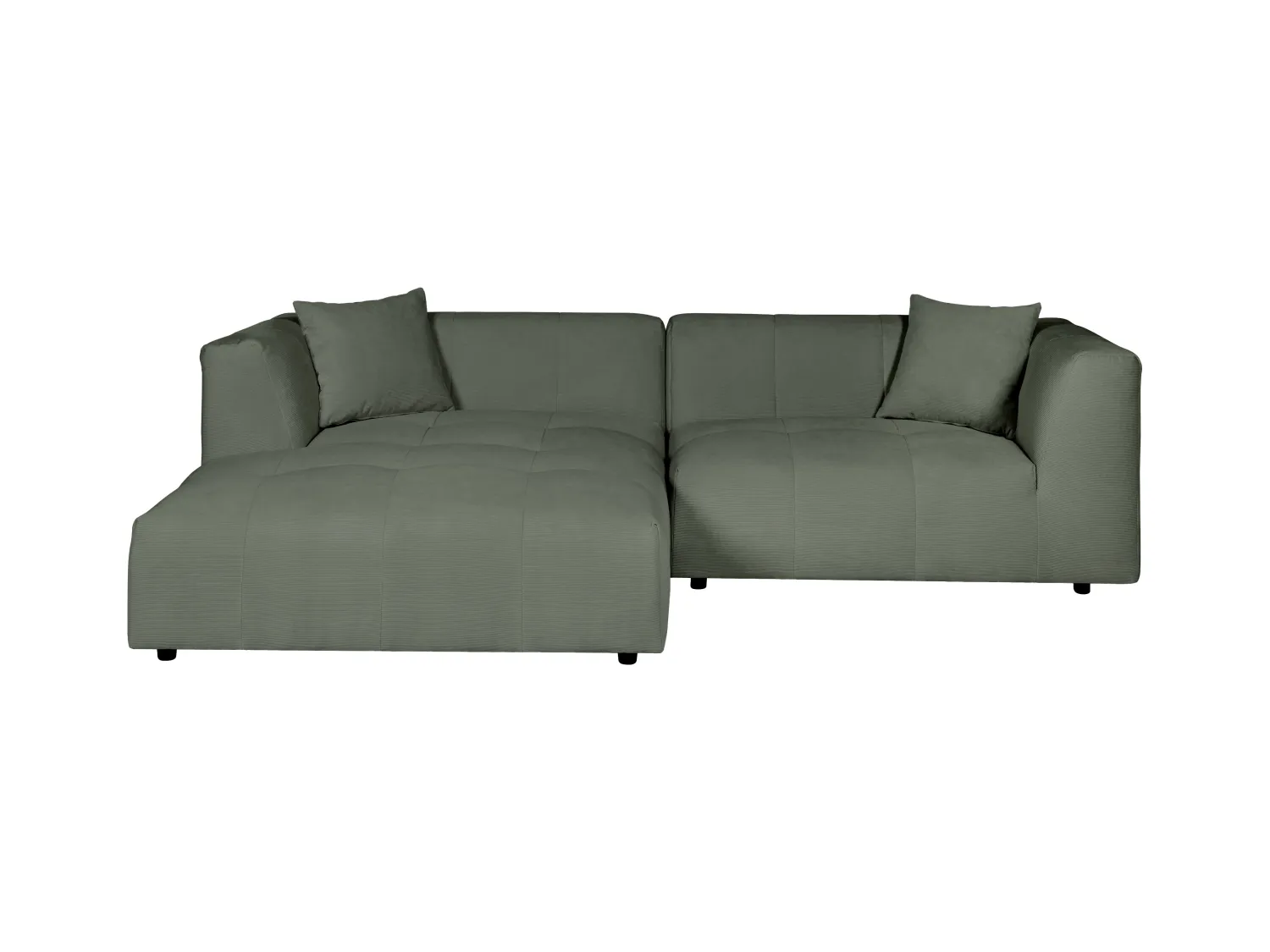 Venstre hjørnesofa i grøn fløjl med fine ribber NAEMIA fra Maison Céphy