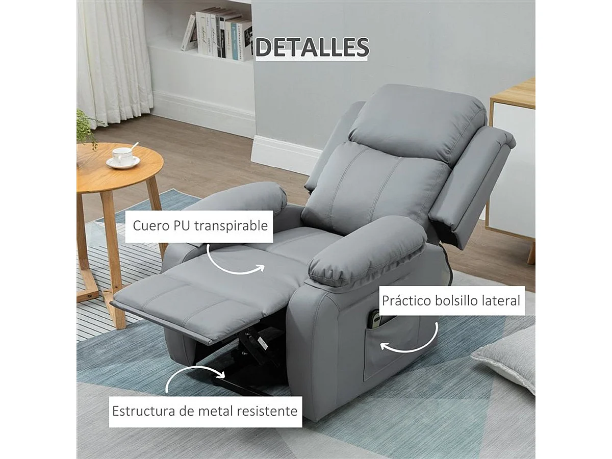 Sillón levanta personas gris 76x90x105 cm HOMCOM