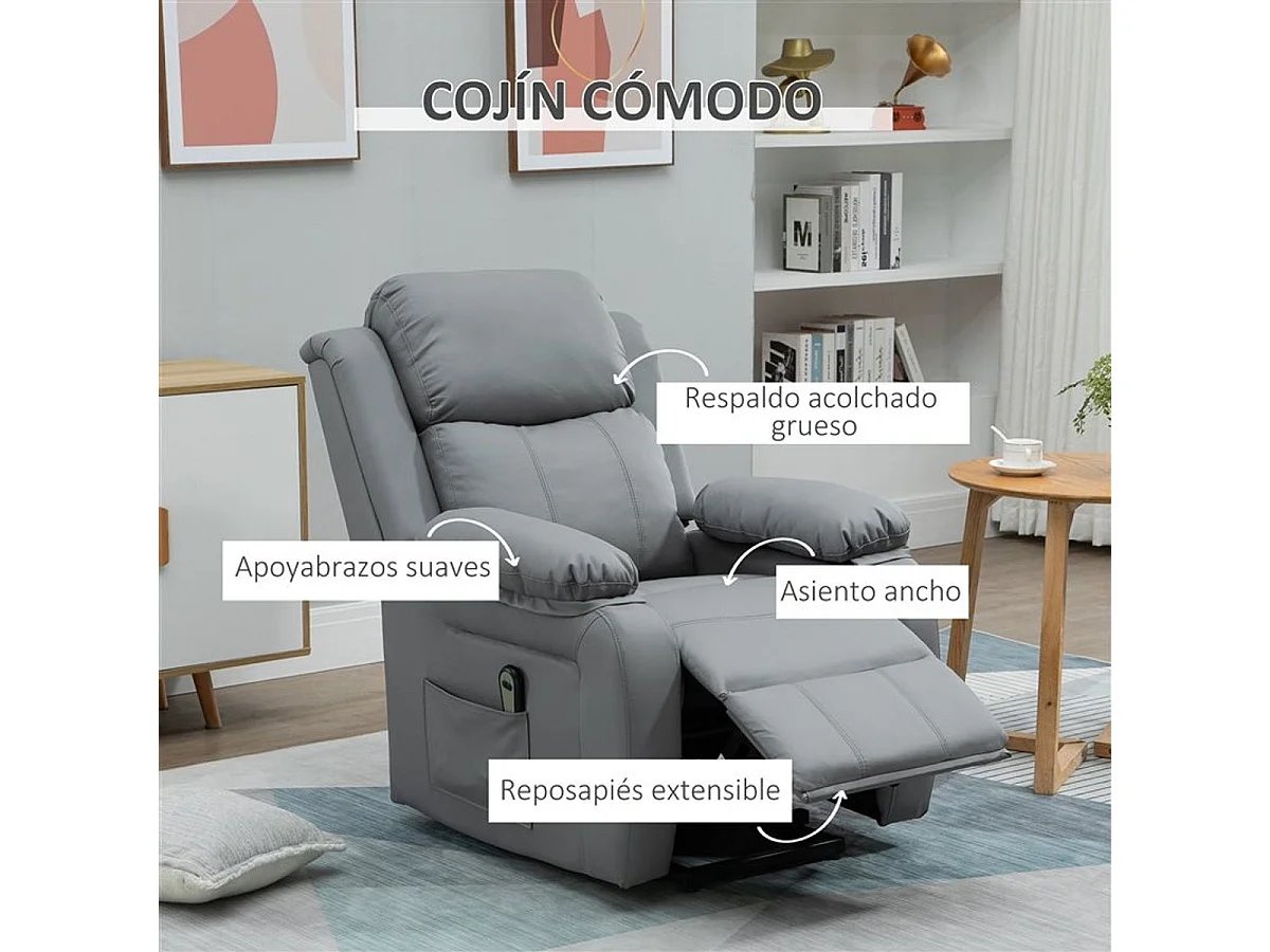Sillón levanta personas gris 76x90x105 cm HOMCOM