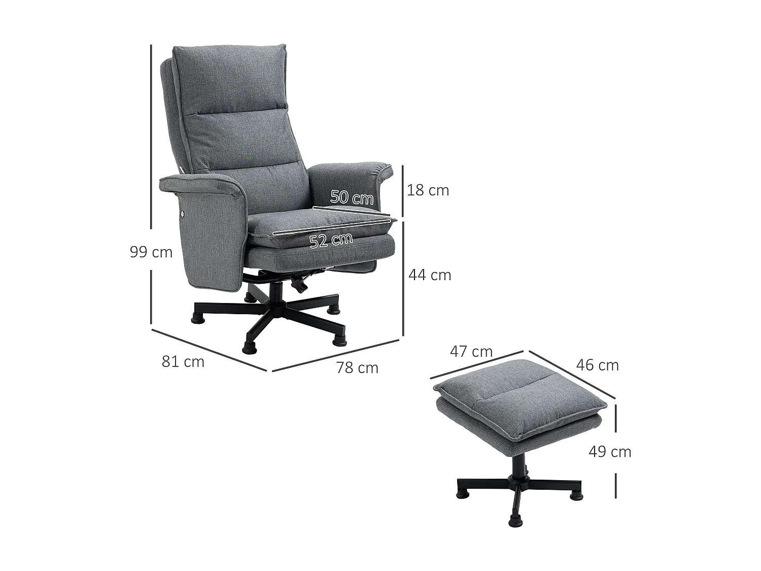 Sillón masaje eléctrico gris 78x93x99 cm HOMCOM