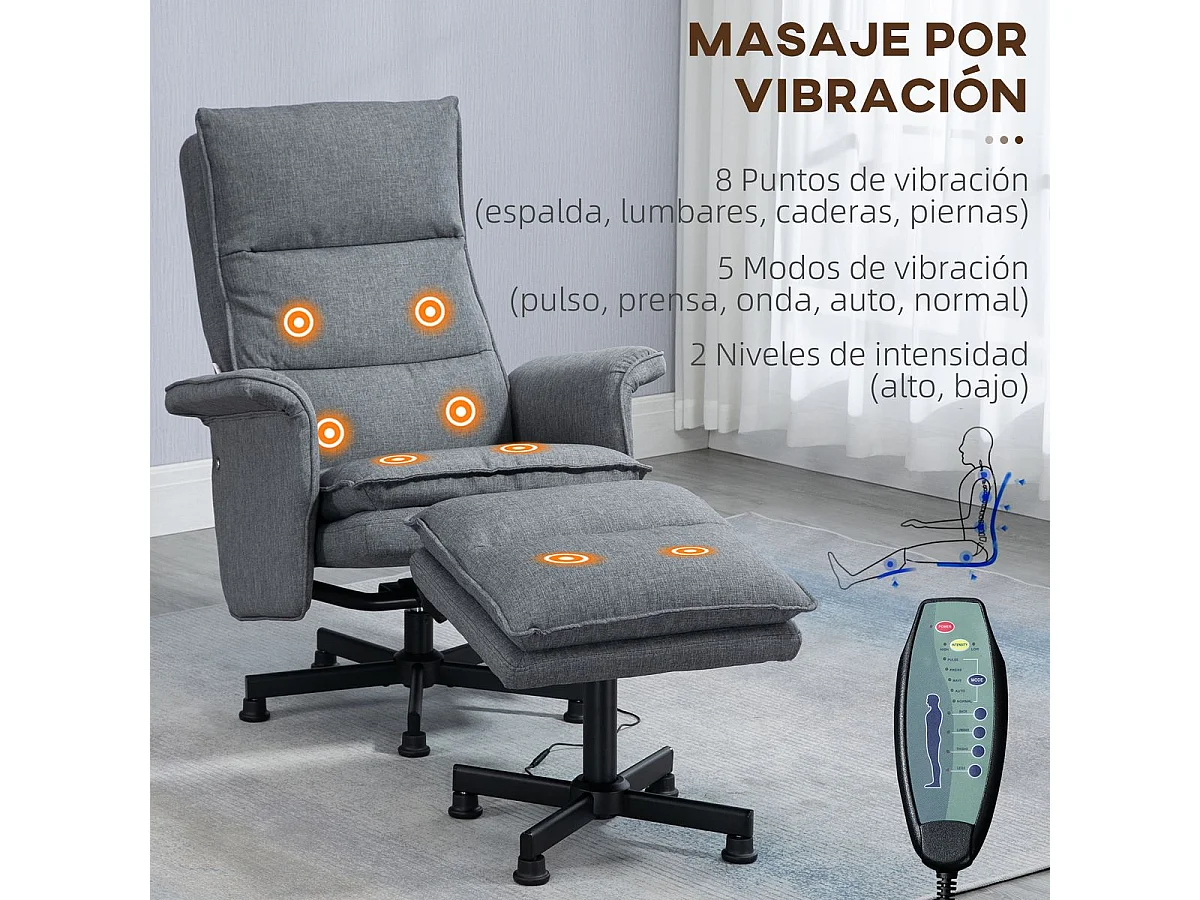 Sillón masaje eléctrico gris 78x93x99 cm HOMCOM