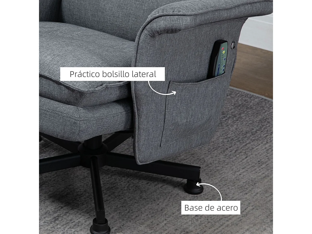 Sillón masaje eléctrico gris 78x93x99 cm HOMCOM