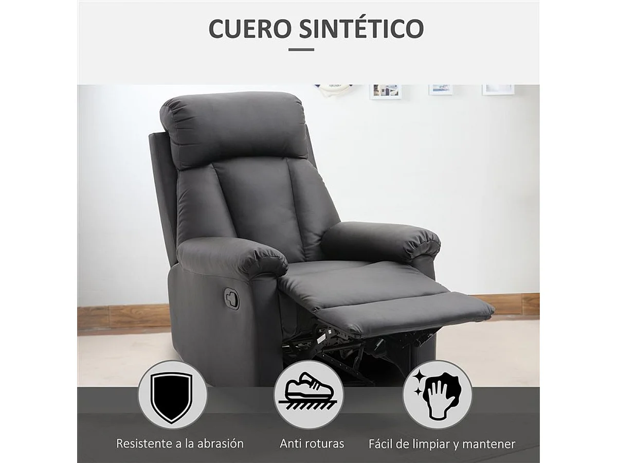 Sillón reclinable negro 80x97x107 cm HOMCOM