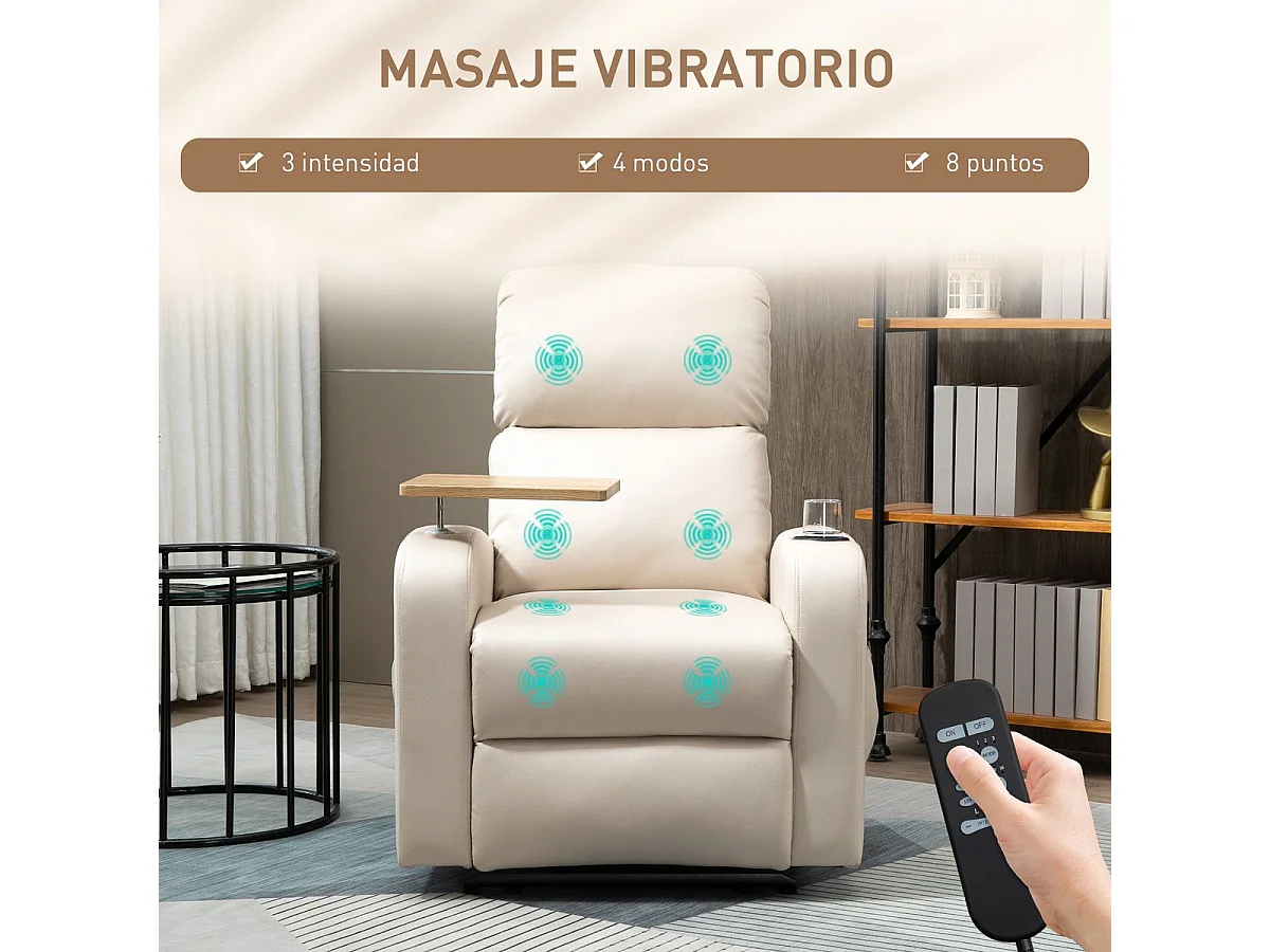 Sillón de masaje beige 77x93x105 cm HOMCOM